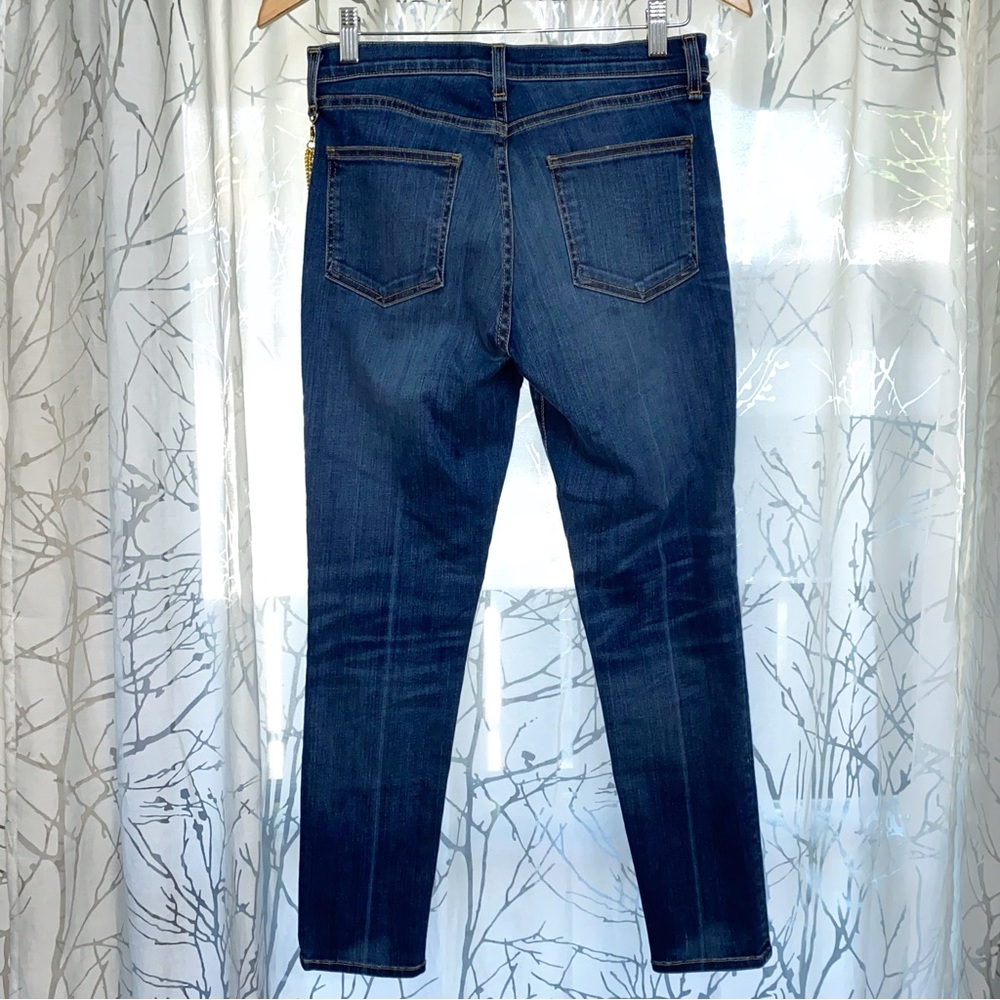 VERONICA BEARD DEBBIE HANGING GOLD CHAIN SKINNY LEG HIGH RISE WAISTED BLUE JEANS - Picture 9 of 14